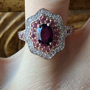 Natural Tanzanian Wine Garnet Sterling Silver Ring Size 8